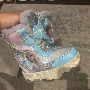 Disney Frozen Themed Boots with Blue and Silver Highlights